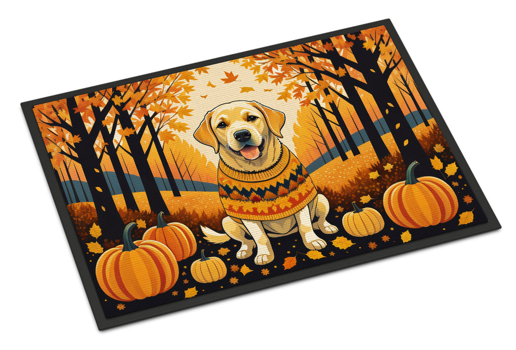 Yellow Labrador Retriever Fall Doormat Indoor Outdoor 24H X 36W Front Door Mat Rugs for Entryway, Non Slip Washable Low Pile,