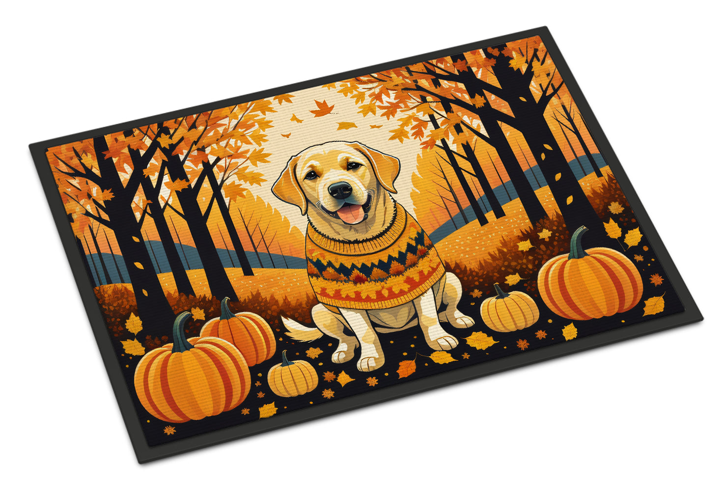 Yellow Labrador Retriever Fall Doormat Indoor Outdoor 24H X 36W Front Door Mat Rugs for Entryway, Non Slip Washable Low Pile,