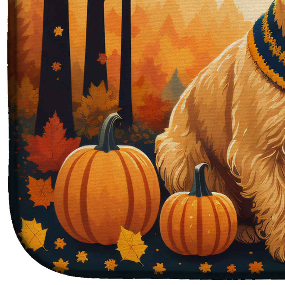 Lakeland Terrier Fall Dish Drying Mat Absorbent Dish Drying Mat Pad for Kitchen Counter Dish Drainer Mat for Countertop, 14 x 21", Multicolor