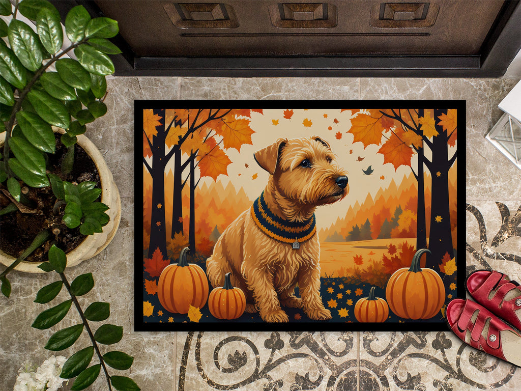 Lakeland Terrier Fall Doormat Indoor Outdoor 24H X 36W Front Door Mat Rugs for Entryway, Non Slip Washable Low Pile,