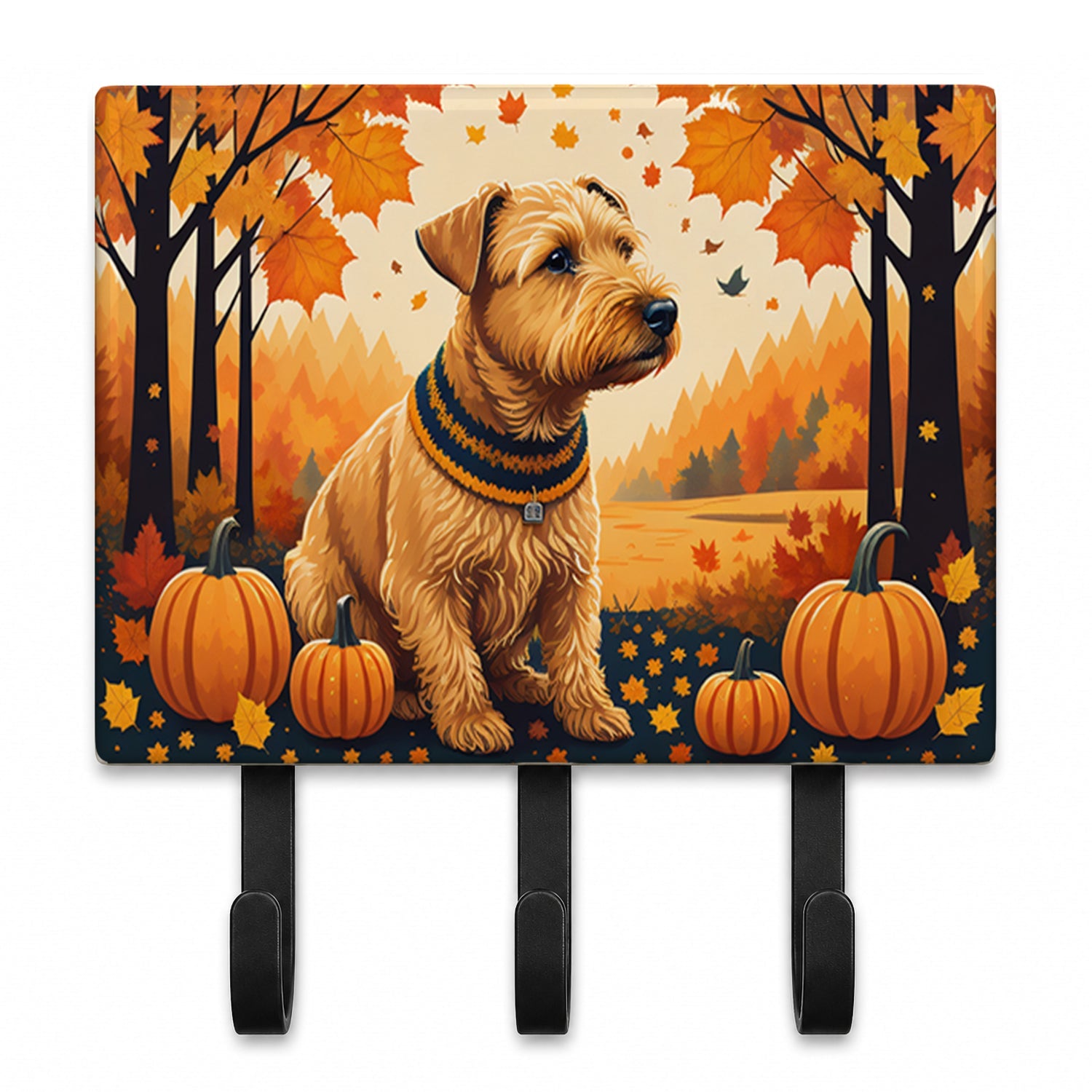 Lakeland Terrier Fall Leash or Key Holder Wall Hooks, Coat Rack Wall Mount, for Hanging Keys, Towels, Aprons, Leashes
