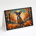 Miniature Pinscher Fall Greeting Cards Pack of 8 Blank Cards with Envelopes Whimsical A7 Size 5x7