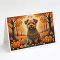 Norfolk Terrier Fall Greeting Cards Pack of 8 Blank Cards with Envelopes Whimsical A7 Size 5x7