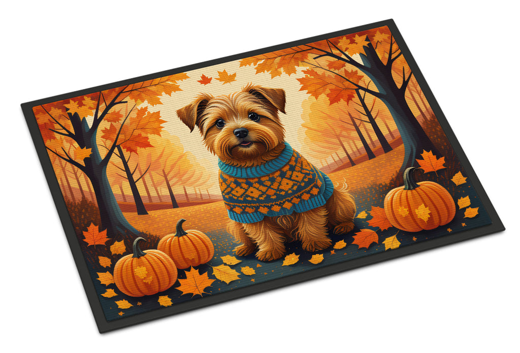 Norfolk Terrier Fall Doormat Indoor Outdoor 24H X 36W Front Door Mat Rugs for Entryway, Non Slip Washable Low Pile,