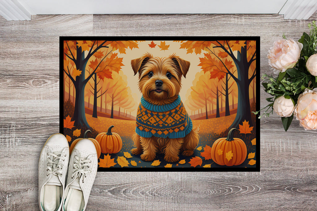 Norfolk Terrier Fall Doormat Indoor Outdoor 18H X 27W Front Door Mat Rugs for Entryway, Non Slip Washable