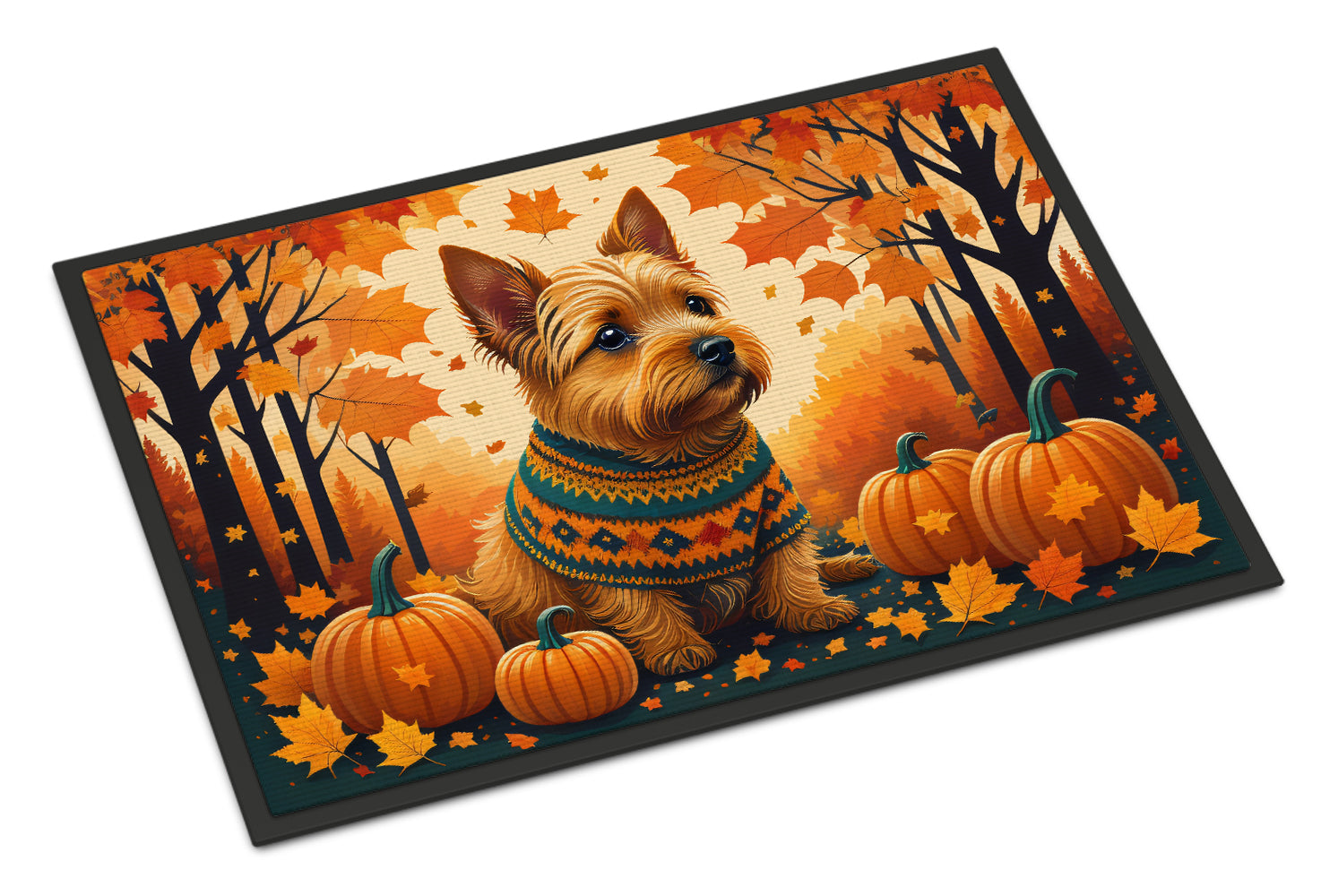 Norwich Terrier Fall Doormat Indoor Outdoor 24H X 36W Front Door Mat Rugs for Entryway, Non Slip Washable Low Pile,