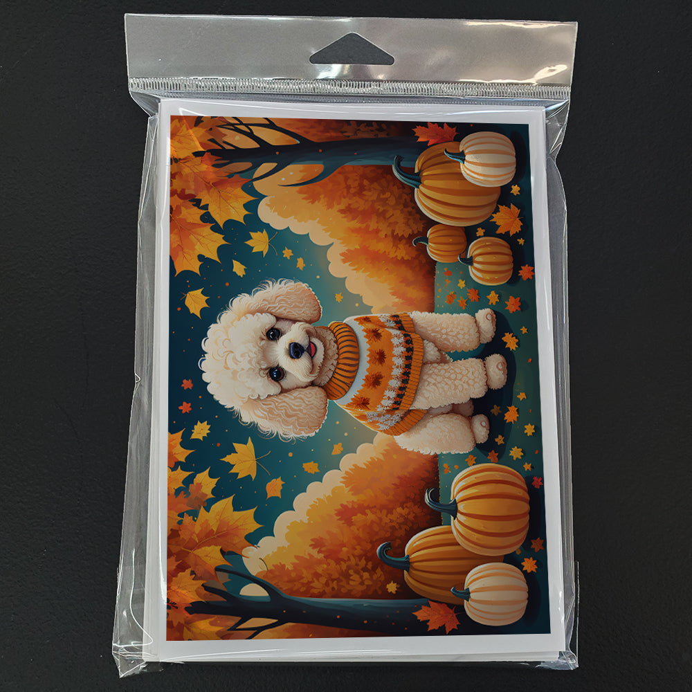 Poodle Fall Greeting Cards Pack of 8 Blank Cards with Envelopes Whimsical A7 Size 5x7