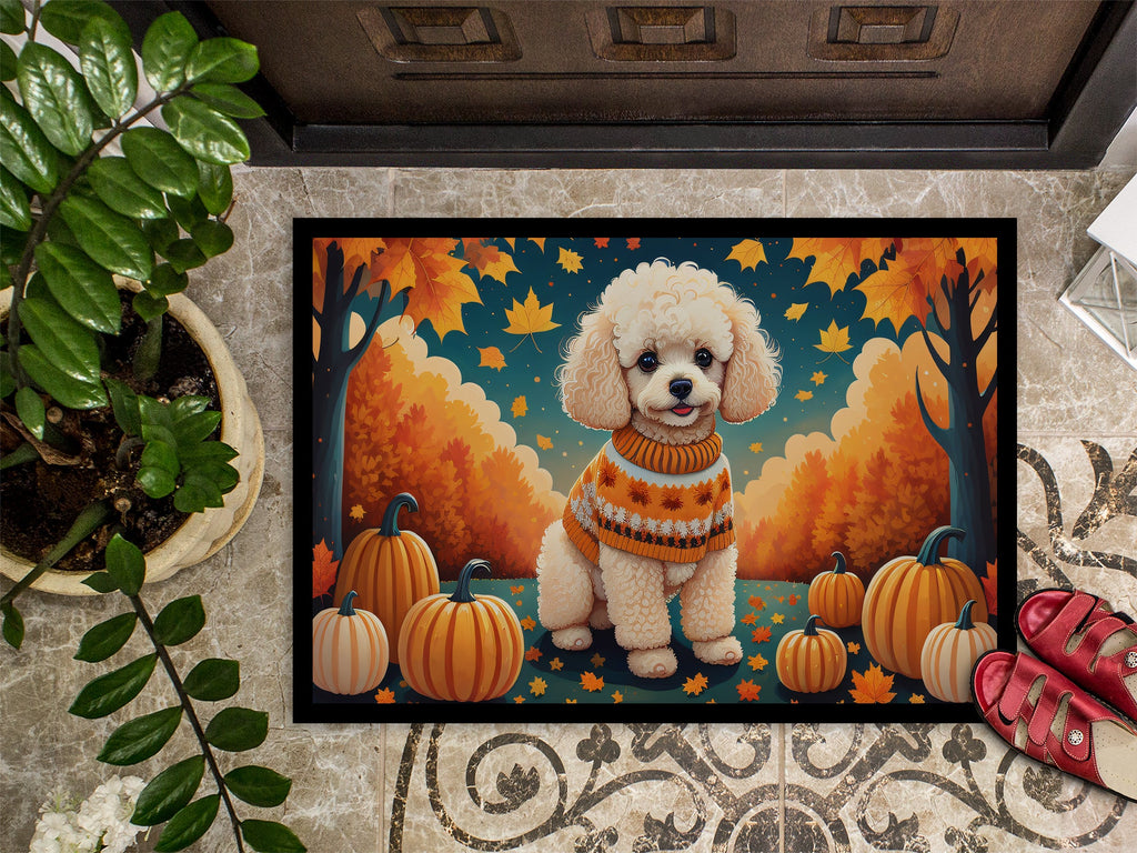 Poodle Fall Doormat Indoor Outdoor 24H X 36W Front Door Mat Rugs for Entryway, Non Slip Washable Low Pile,