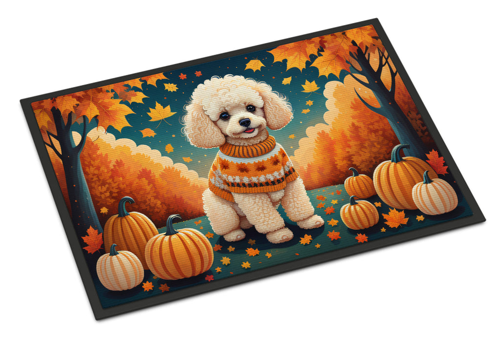 Poodle Fall Doormat Indoor Outdoor 18H X 27W Front Door Mat Rugs for Entryway, Non Slip Washable