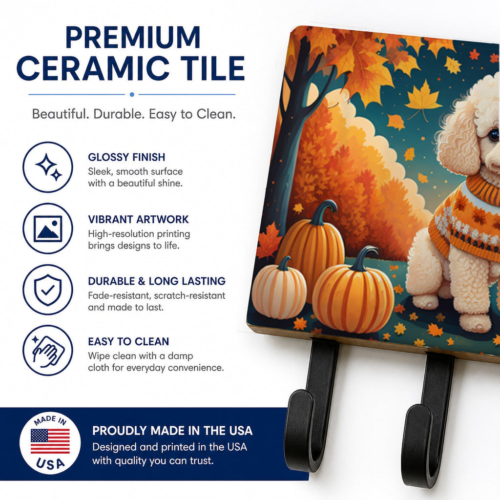 Poodle Fall Leash or Key Holder Wall Hooks, Coat Rack Wall Mount, for Hanging Keys, Towels, Aprons, Leashes