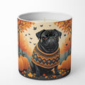 Black Pug Fall Decorative Soy Candle Nature Soy Wax Essential Oil Home Decor Ideal for Bedroom Kitchen Bath Office Gift, 10 oz