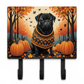 Black Pug Fall Leash or Key Holder Wall Hooks, Coat Rack Wall Mount, for Hanging Keys, Towels, Aprons, Leashes