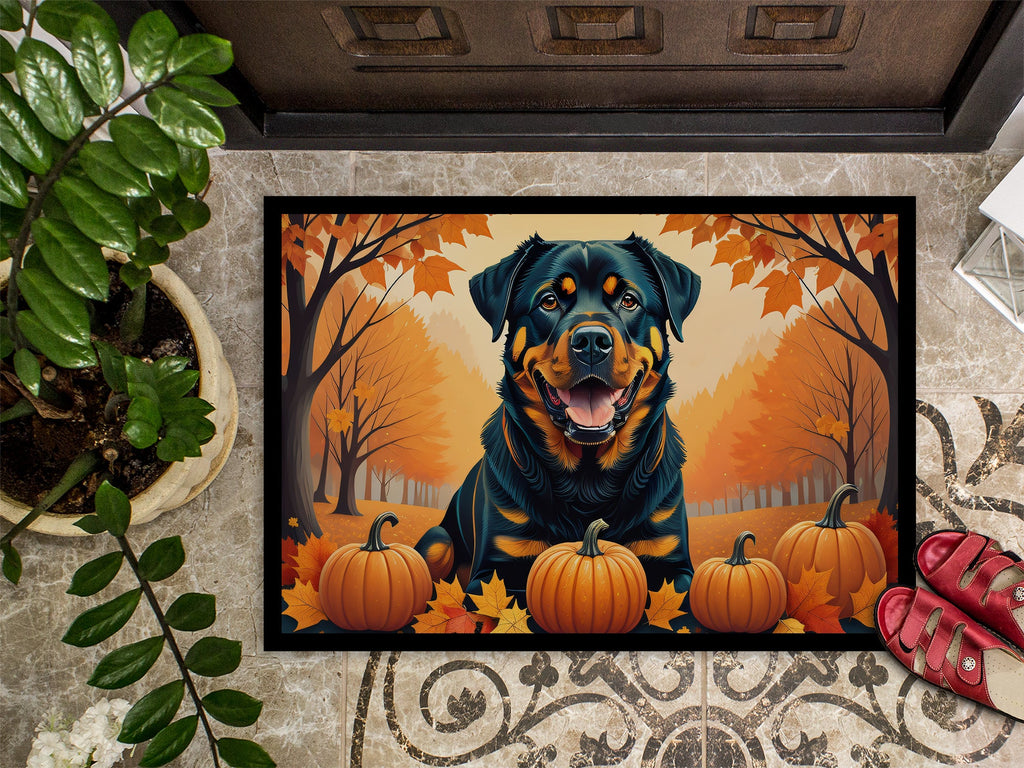 Rottweiler Fall Doormat Indoor Outdoor 18H X 27W Front Door Mat Rugs for Entryway, Non Slip Washable