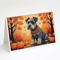 Schnauzer Fall Greeting Cards Pack of 8 Blank Cards with Envelopes Whimsical A7 Size 5x7