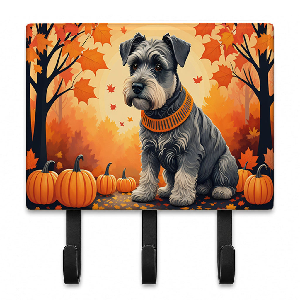Schnauzer Fall Leash or Key Holder Wall Hooks, Coat Rack Wall Mount, for Hanging Keys, Towels, Aprons, Leashes