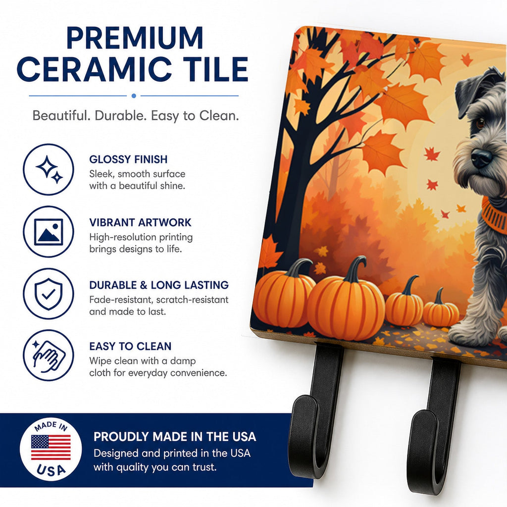Schnauzer Fall Leash or Key Holder Wall Hooks, Coat Rack Wall Mount, for Hanging Keys, Towels, Aprons, Leashes