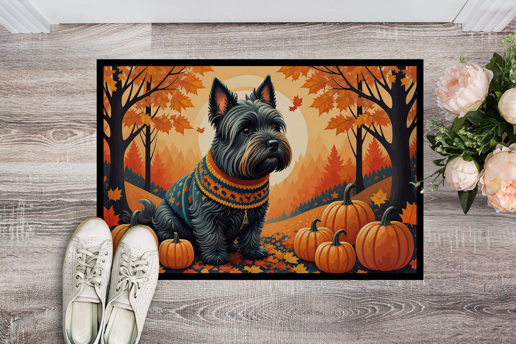 Scottish Terrier Fall Doormat Indoor Outdoor 18H X 27W Front Door Mat Rugs for Entryway, Non Slip Washable