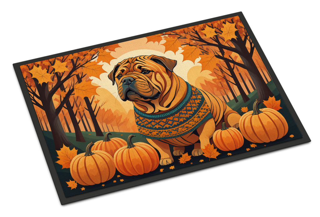Shar Pei Fall Doormat Indoor Outdoor 24H X 36W Front Door Mat Rugs for Entryway, Non Slip Washable Low Pile,