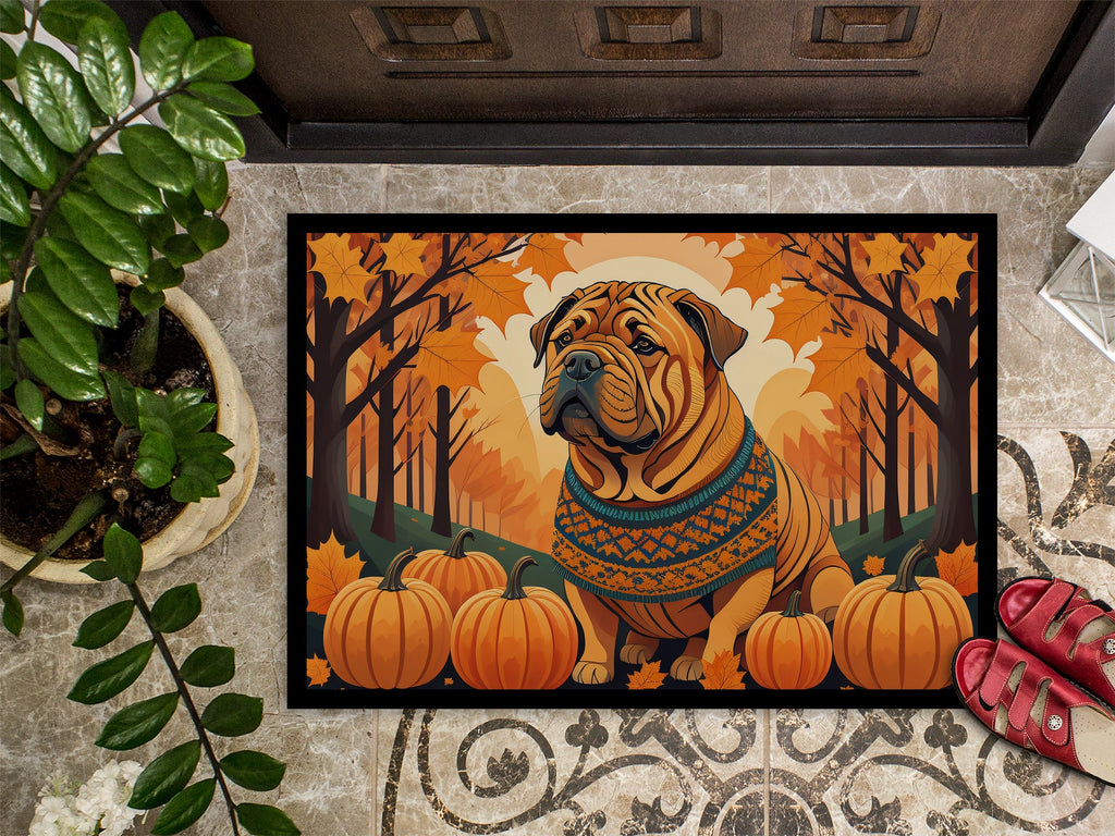 Shar Pei Fall Doormat Indoor Outdoor 18H X 27W Front Door Mat Rugs for Entryway, Non Slip Washable