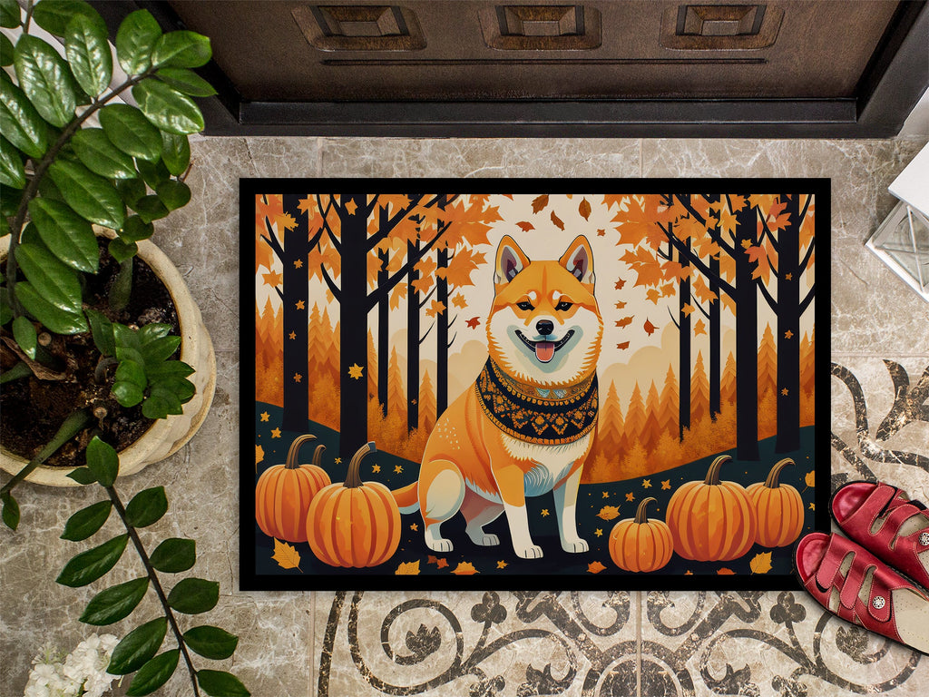 Shiba Inu Fall Doormat Indoor Outdoor 24H X 36W Front Door Mat Rugs for Entryway, Non Slip Washable Low Pile,
