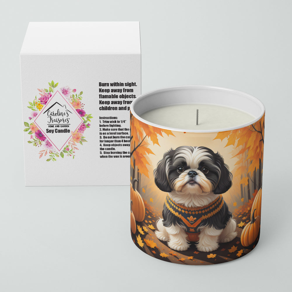 Shih Tzu Fall Decorative Soy Candle Nature Soy Wax Essential Oil Home Decor Ideal for Bedroom Kitchen Bath Office Gift, 10 oz