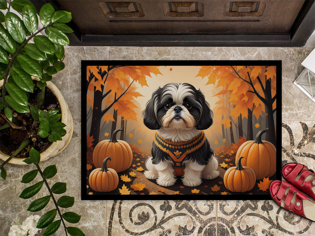 Shih Tzu Fall Doormat Indoor Outdoor 24H X 36W Front Door Mat Rugs for Entryway, Non Slip Washable Low Pile,