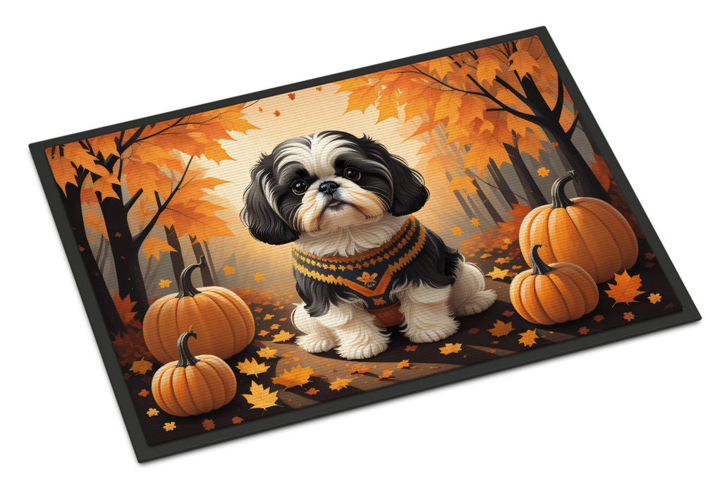 Shih Tzu Fall Doormat Indoor Outdoor 18H X 27W Front Door Mat Rugs for Entryway, Non Slip Washable