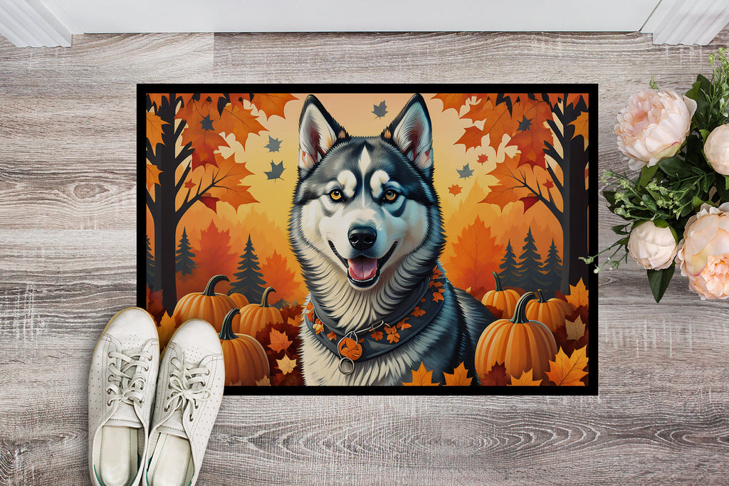 Siberian Husky Fall Doormat Indoor Outdoor 24H X 36W Front Door Mat Rugs for Entryway, Non Slip Washable Low Pile,