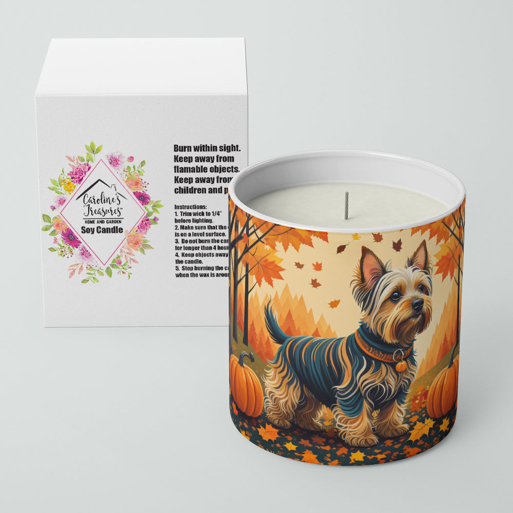 Silky Terrier Fall Decorative Soy Candle Nature Soy Wax Essential Oil Home Decor Ideal for Bedroom Kitchen Bath Office Gift, 10 oz