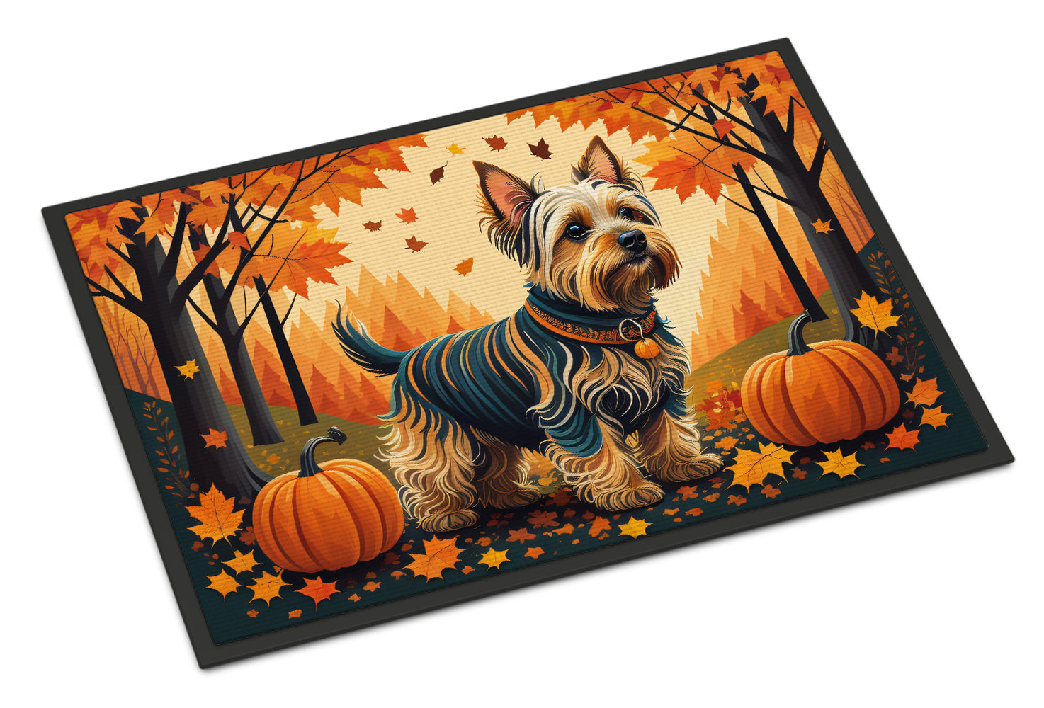 Silky Terrier Fall Doormat Indoor Outdoor 24H X 36W Front Door Mat Rugs for Entryway, Non Slip Washable Low Pile,