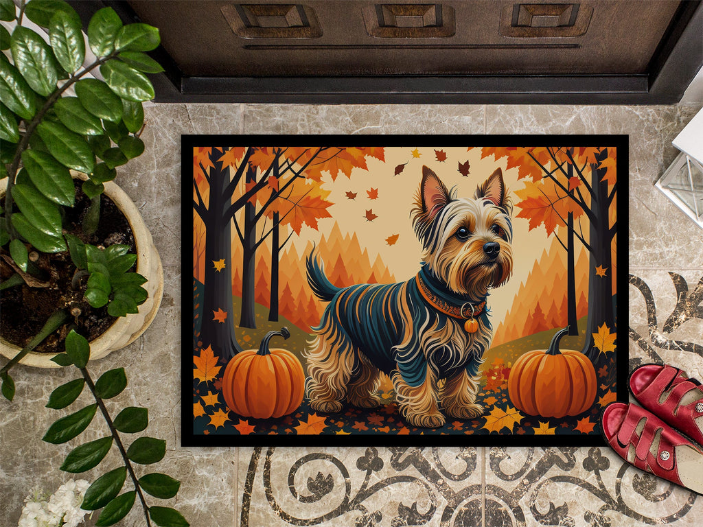 Silky Terrier Fall Doormat Indoor Outdoor 24H X 36W Front Door Mat Rugs for Entryway, Non Slip Washable Low Pile,