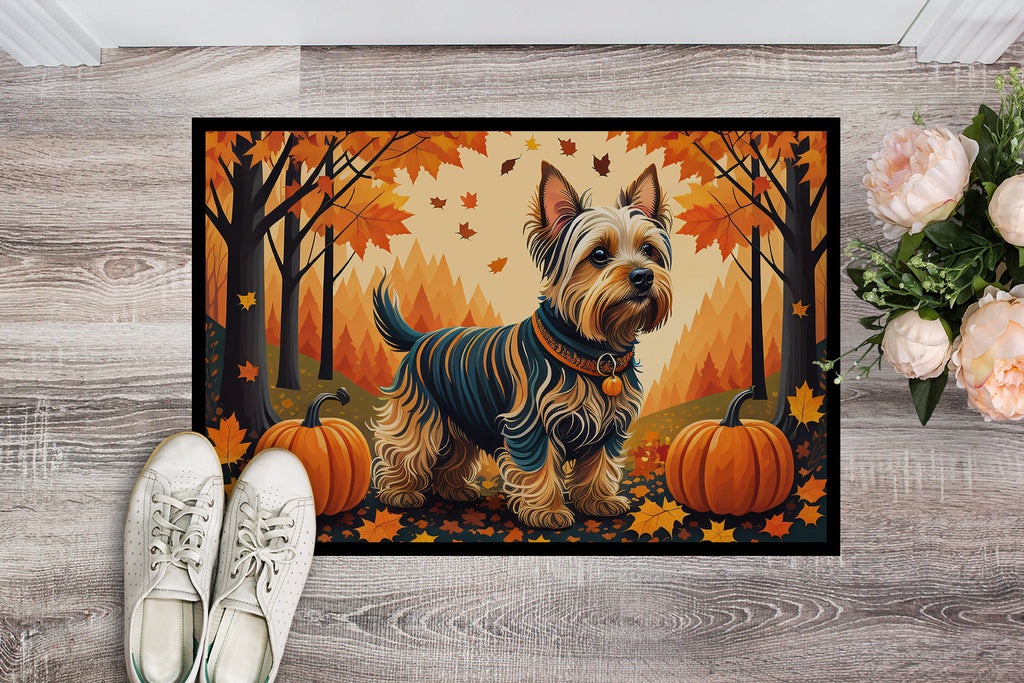Silky Terrier Fall Doormat Indoor Outdoor 18H X 27W Front Door Mat Rugs for Entryway, Non Slip Washable