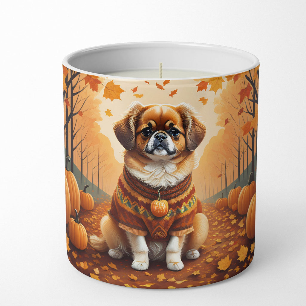 Tibetan Spaniel Fall Decorative Soy Candle Nature Soy Wax Essential Oil Home Decor Ideal for Bedroom Kitchen Bath Office Gift, 10 oz