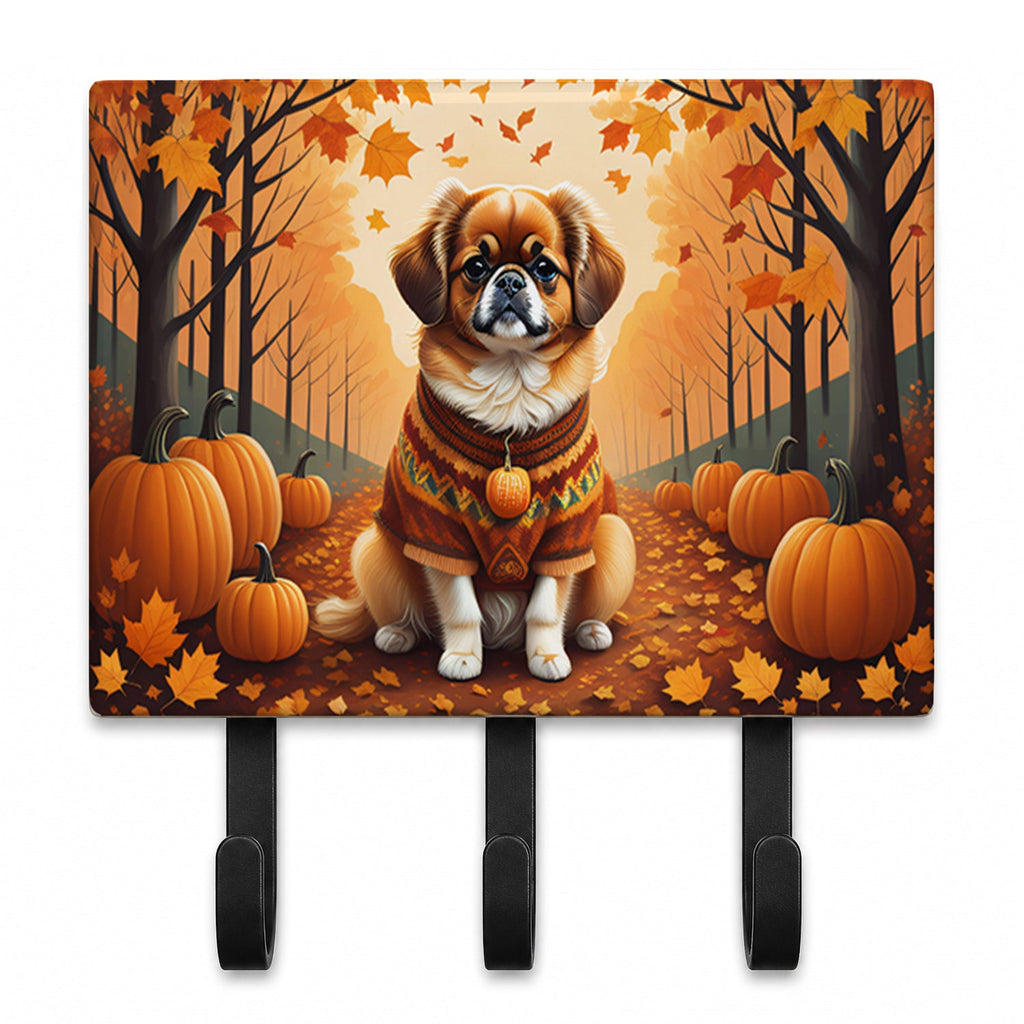 Tibetan Spaniel Fall Leash or Key Holder Wall Hooks, Coat Rack Wall Mount, for Hanging Keys, Towels, Aprons, Leashes