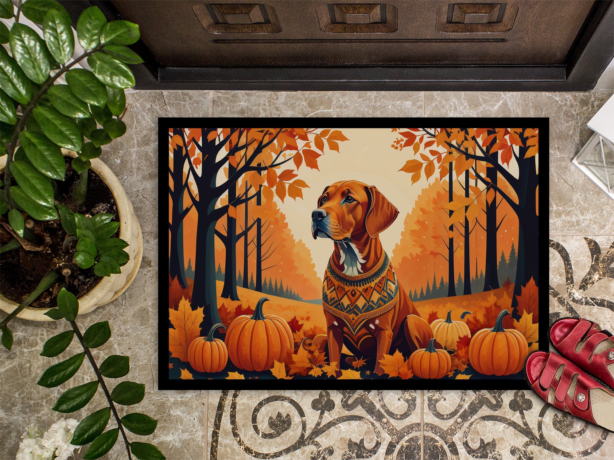 Vizsla Fall Doormat Indoor Outdoor 24H X 36W Front Door Mat Rugs for Entryway, Non Slip Washable Low Pile,