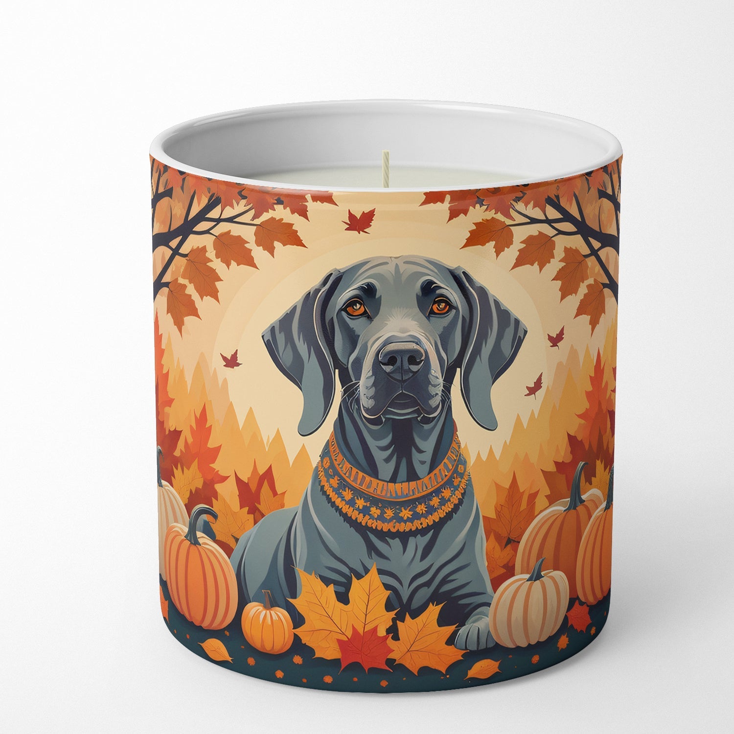 Weimaraner Fall Decorative Soy Candle Nature Soy Wax Essential Oil Home Decor Ideal for Bedroom Kitchen Bath Office Gift, 10 oz