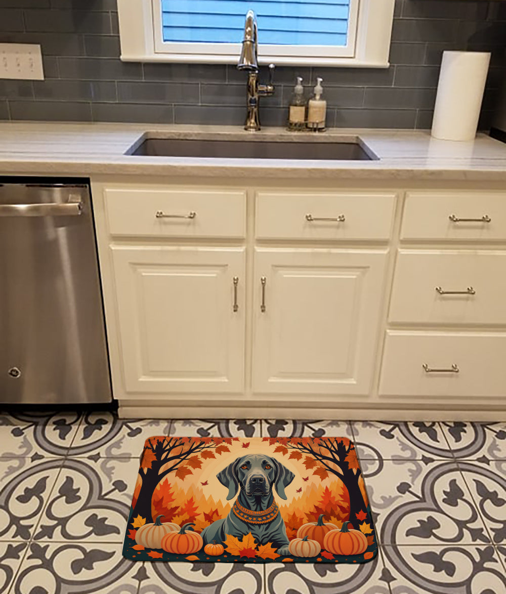 Weimaraner Fall Memory Foam Kitchen Mat Machine Washable Anti-Fatigue Cushion Comfort Bath or Kitchen Rug