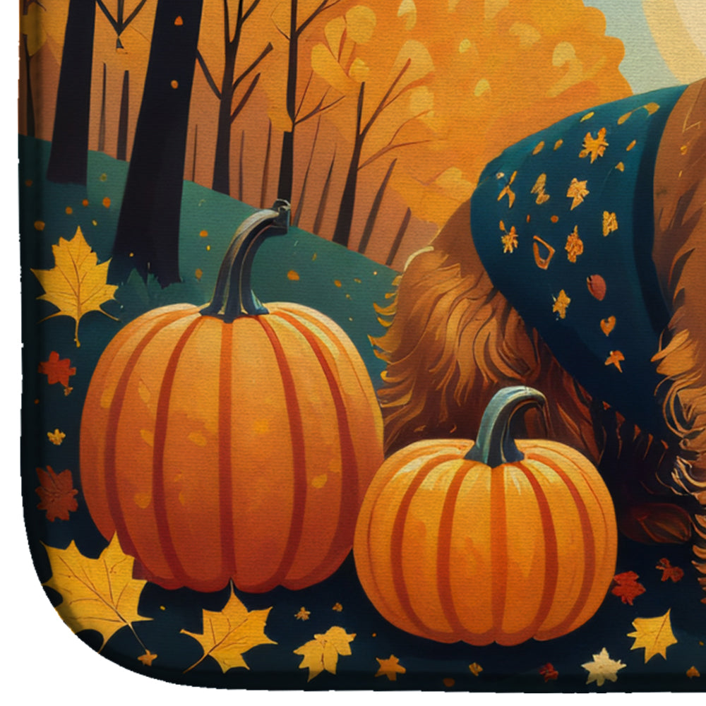 Welsh Terrier Fall Dish Drying Mat Absorbent Dish Drying Mat Pad for Kitchen Counter Dish Drainer Mat for Countertop, 14 x 21", Multicolor