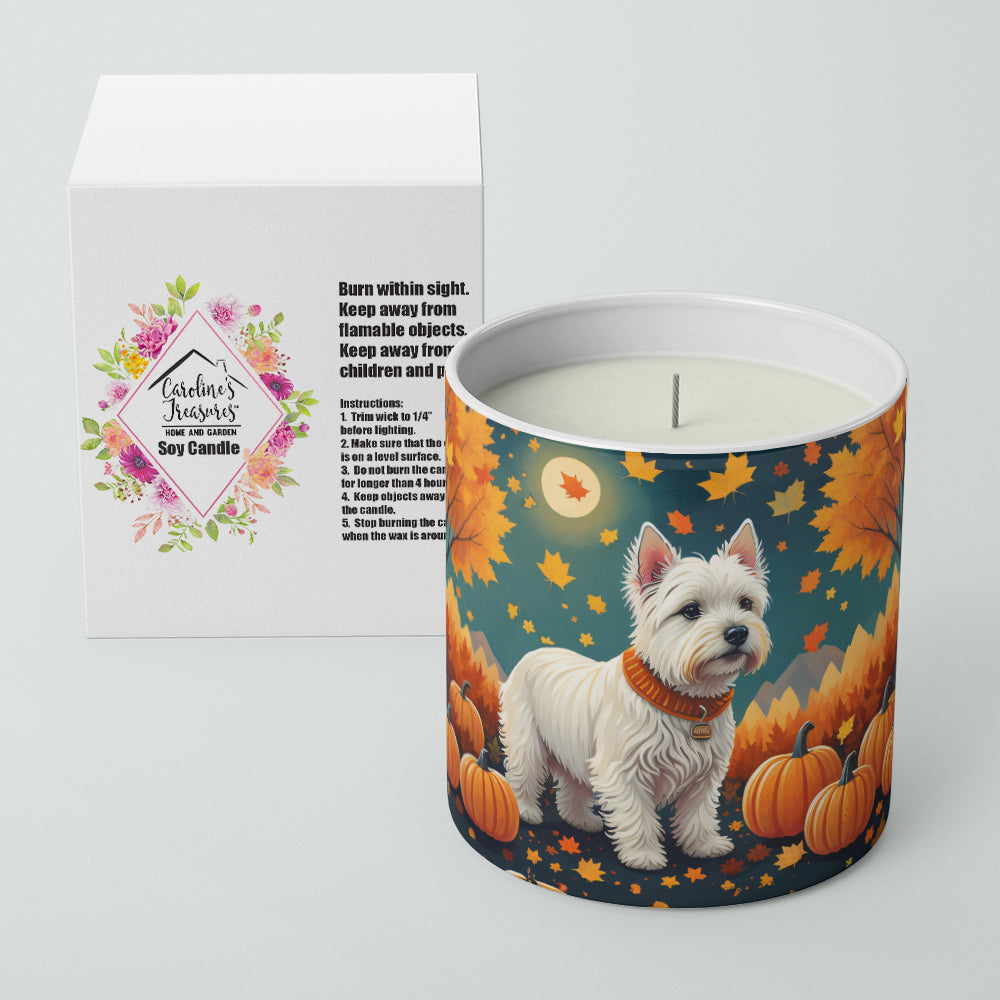 Westie Fall Decorative Soy Candle Nature Soy Wax Essential Oil Home Decor Ideal for Bedroom Kitchen Bath Office Gift, 10 oz