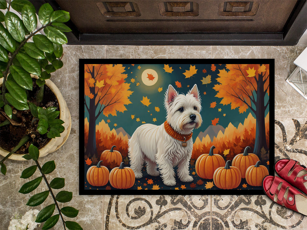 Westie Fall Doormat Indoor Outdoor 24H X 36W Front Door Mat Rugs for Entryway, Non Slip Washable Low Pile,