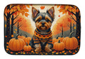 Yorkshire Terrier Fall Dish Drying Mat Absorbent Dish Drying Mat Pad for Kitchen Counter Dish Drainer Mat for Countertop, 14 x 21", Multicolor
