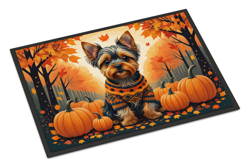 Yorkshire Terrier Fall Doormat Indoor Outdoor 24H X 36W Front Door Mat Rugs for Entryway, Non Slip Washable Low Pile,