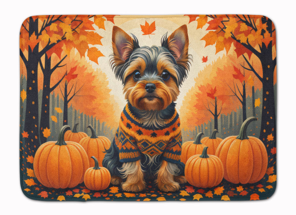 Yorkshire Terrier Fall Memory Foam Kitchen Mat Machine Washable Anti-Fatigue Cushion Comfort Bath or Kitchen Rug