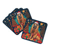 Afghan Hound Christmas Foam Coasters Set of 4 Cup Coasters for Indoor Outdoor, Tabletop Protection, Anti Slip, Mouse pad Material
