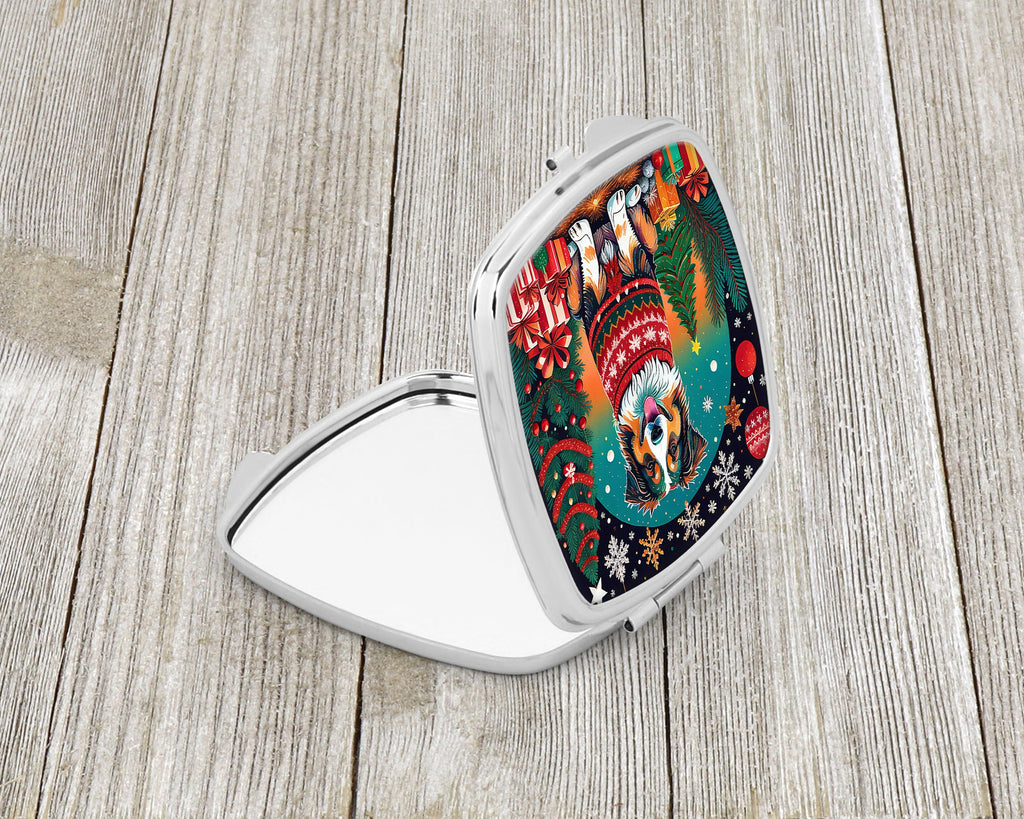 Australian Shepherd Christmas Compact Mirror Decorative Travel Makeup Mirror for Women Girls Gifts Pocket Makeup Mirror Folding Handheld
