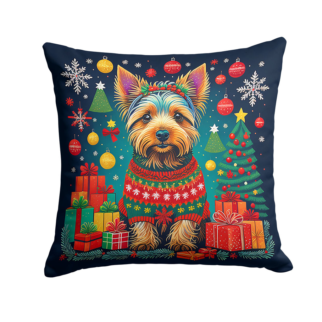 Australian Terrier Christmas Decorative Throw Pillow 18x18 Indoor Outdoor Accent Cushion, Fabric Cover with Insert for Sofa, Bed, Porch & Living Room