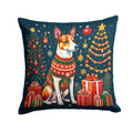 Basenji Christmas Decorative Throw Pillow 14x14 Indoor Outdoor Accent Cushion, Fabric Cover with Insert for Sofa, Bed, Porch & Living Room