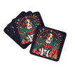 Beagle Christmas Foam Coasters Set of 4 Cup Coasters for Indoor Outdoor, Tabletop Protection, Anti Slip, Mouse pad Material
