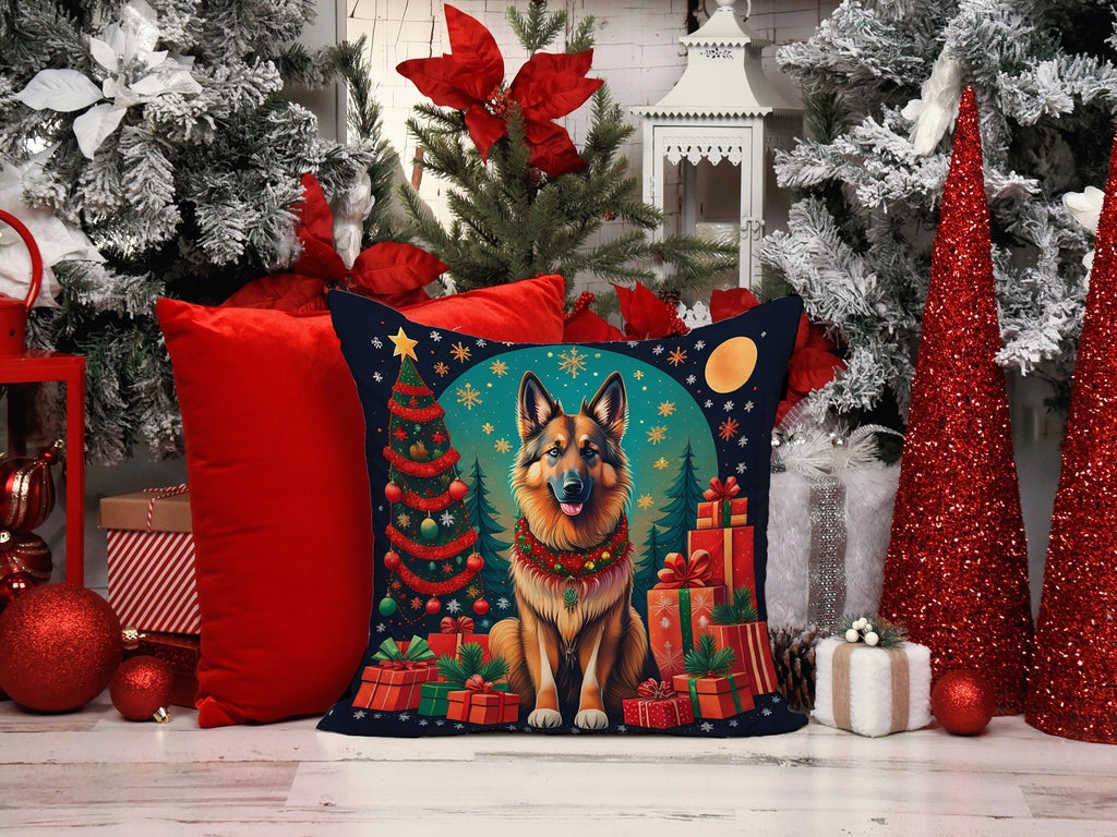 Belgian Tervuren Christmas Decorative Throw Pillow 18x18 Indoor Outdoor Accent Cushion, Fabric Cover with Insert for Sofa, Bed, Porch & Living Room
