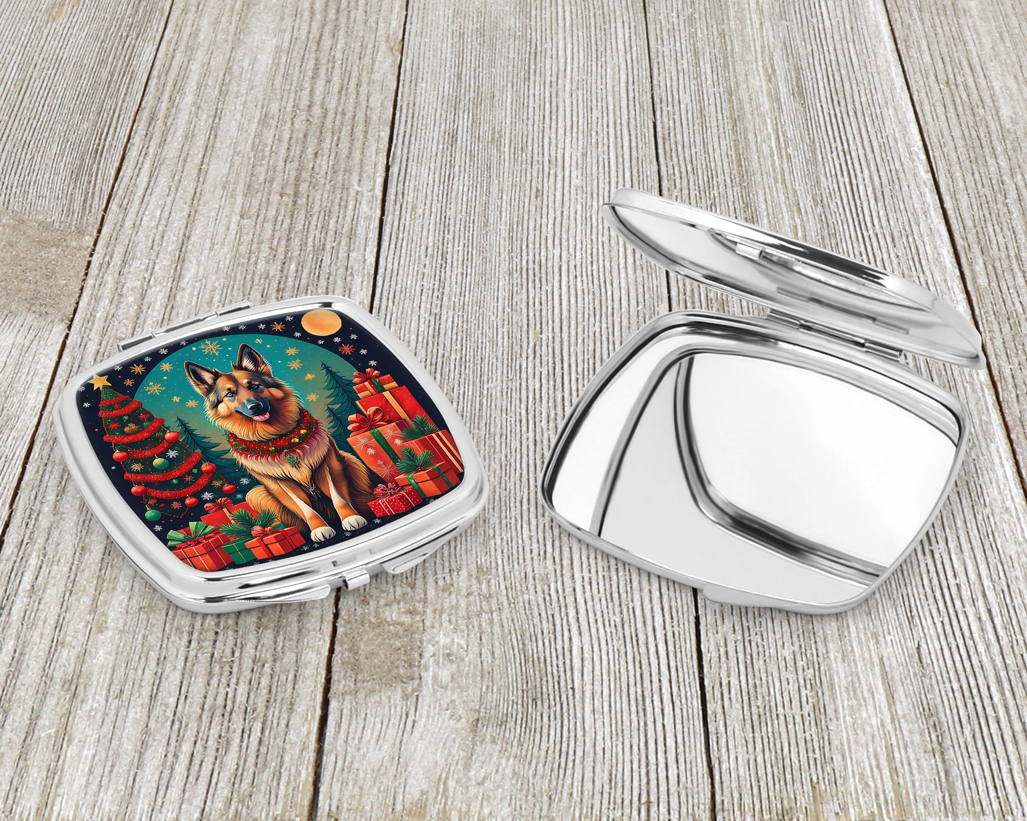 Belgian Tervuren Christmas Compact Mirror Decorative Travel Makeup Mirror for Women Girls Gifts Pocket Makeup Mirror Folding Handheld